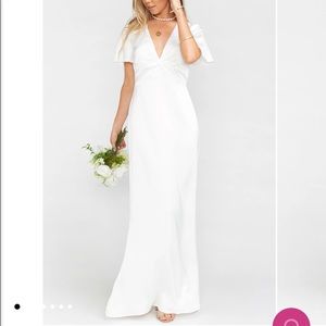 Show Me Your Mumu Ivory Luxe Satin Rome Twist Gown